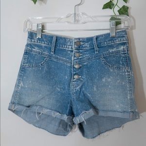 Hollister High Rise Shorts Medium Blue Acid Wash